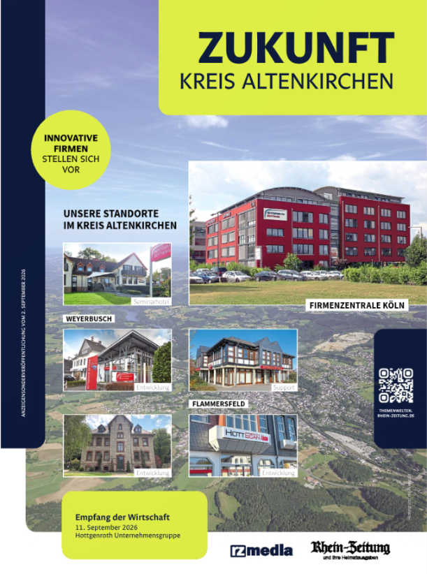 Cover der Sonderbeilage der Rhein-Zeitung. Dort sind die Standorte und Gebäude der Hottgenroth Software AG sichtbar.